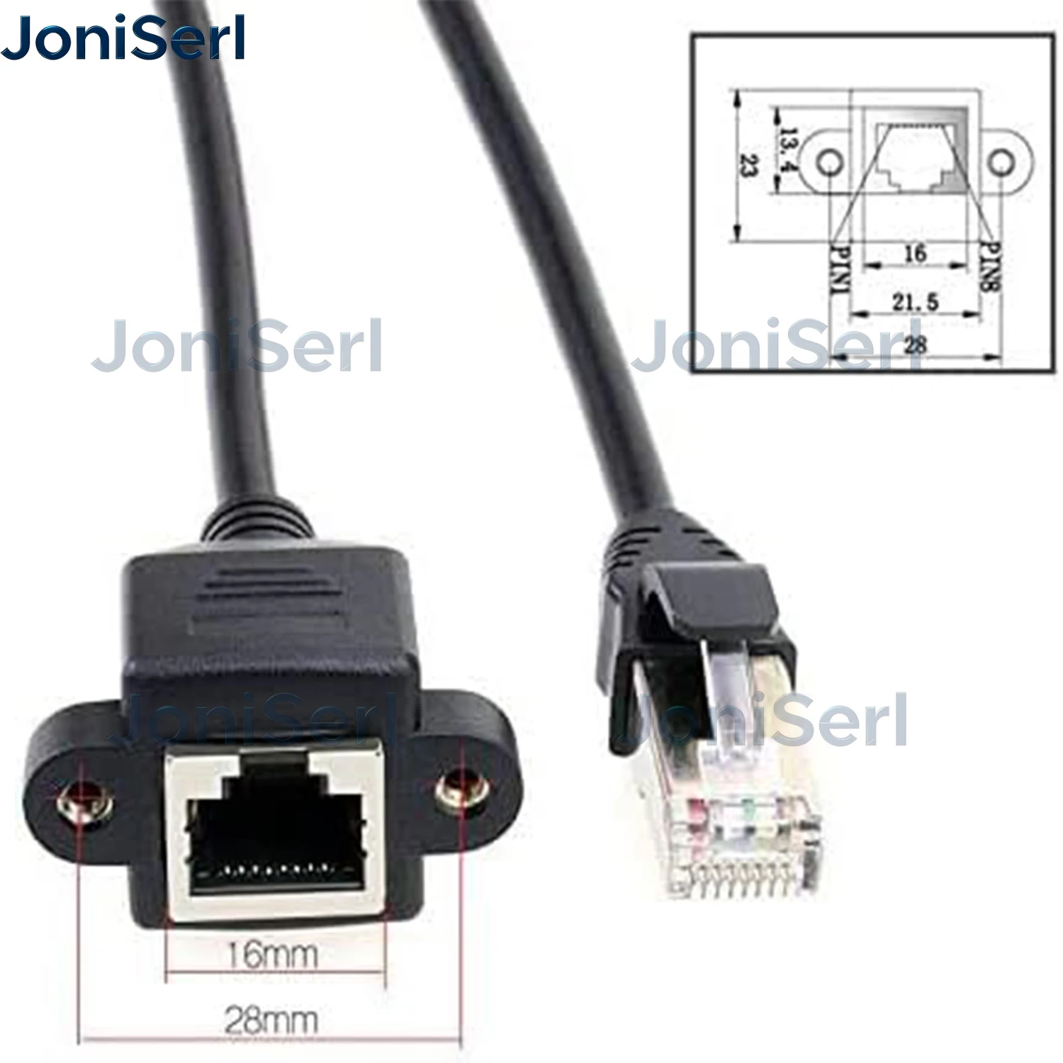 JonISerl CAT6 Network Extension Cable, RJ45 A Male to A Female Screw Panel Mount Extension Cable,Support Ethernet Cat 5e/Cat