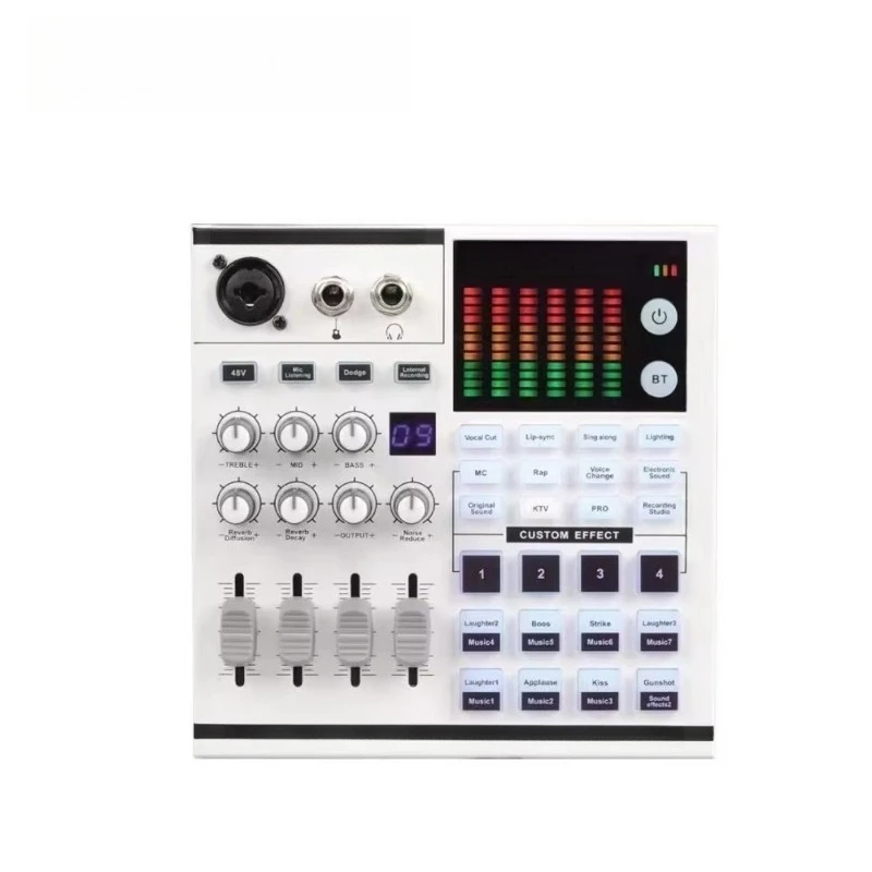 New SN-800 Multi-Function 48V XLR 3.5mm Type-C Live Streaming Game Audio Mixer Sound Card with Sound Effects