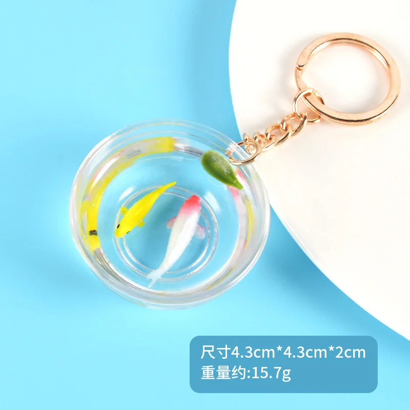 New Lucky Fish Koi Keychain Transparent Goldfish Bag Pendant Key Ring Funny Ornaments Wholesale