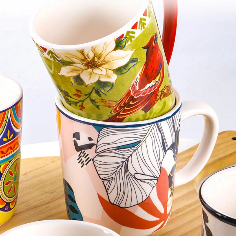 Hand-Painted Floral Pattern Jumbo Mug Tea Milk Cereal Mug Large Capacity  Ceramic Coffee Mug Breakfast Cup for Home Kitchen - AliExpress 15