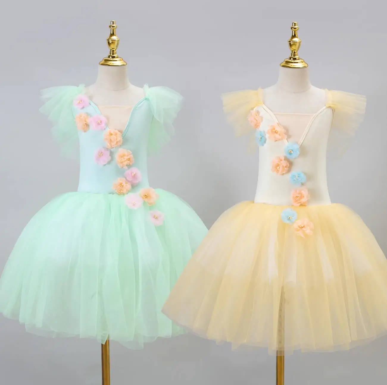 Children Long Ballet Dress Flower Girl Ballerina Costume Performance Dance Belly Dress Professional Swan Lake Fluffy Tutu Skirt