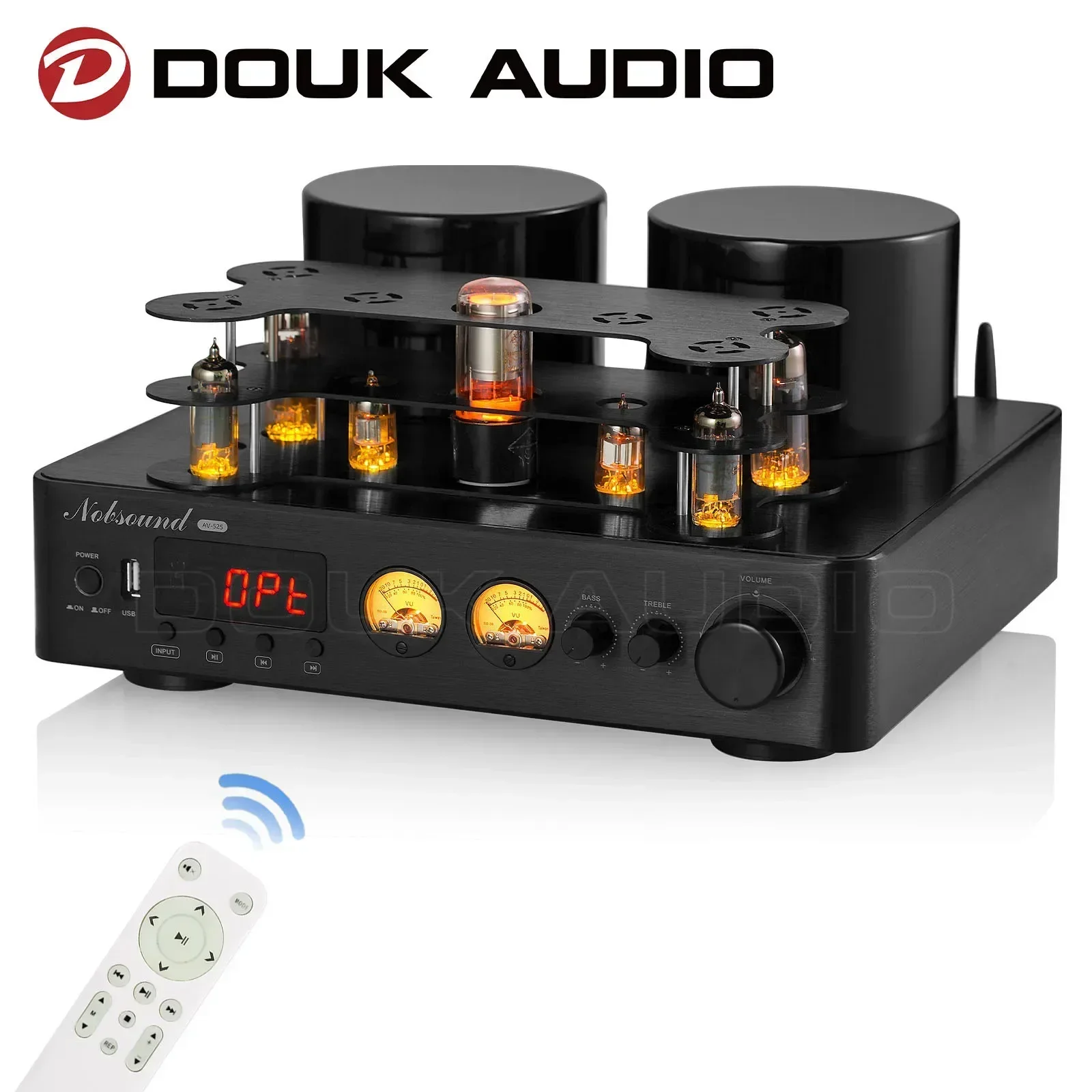 Douk Audio HiFi Valve Tube  Amplifier Bluetooth 5.0 Stereo Receiver COAX/OPT Integrated Amp Audio Processor USB Music Player