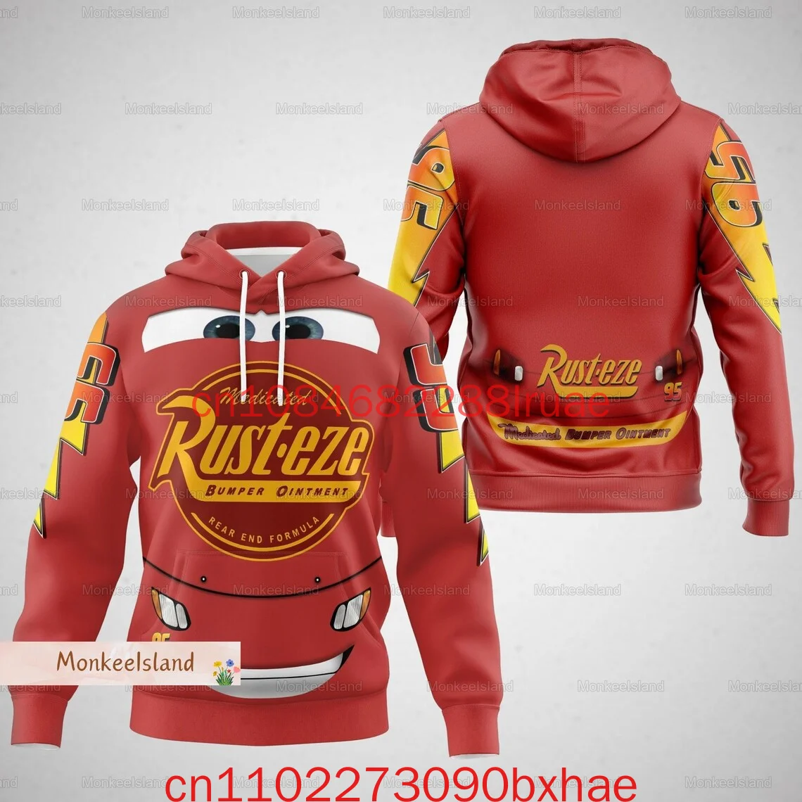 

Lightning McQueen 3D Full Over Print Hoodie Funny Car Costume Sweatshirt Pixar Racing Shirt Lightning McQueen Cosplay Sweatshirt