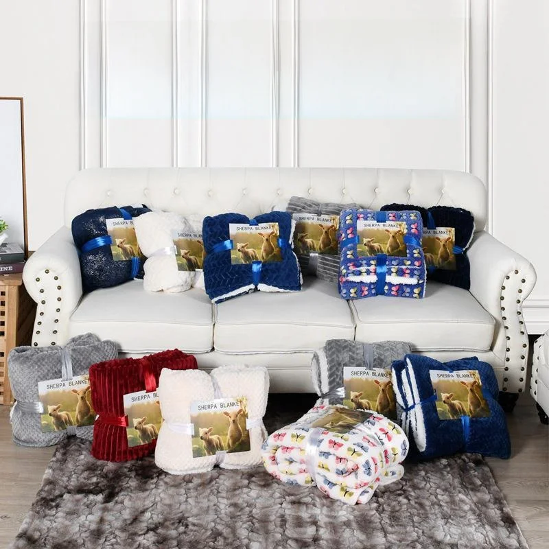 Thickened Double Layer Lamb Velvet Blanket Casual Cover Blanket Gift Blanket All Year round New Cross-Border Product