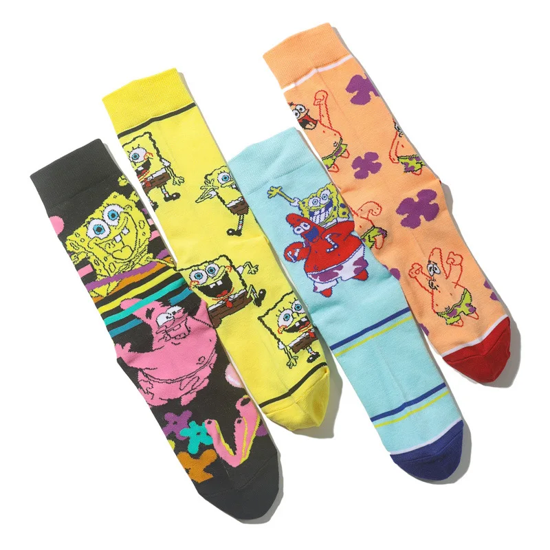 Anime Spongebob Socks Cartoon Knitted Cotton Socks Pure Cotton Adult socks Fashion Trend Tube Socks Direct Selling