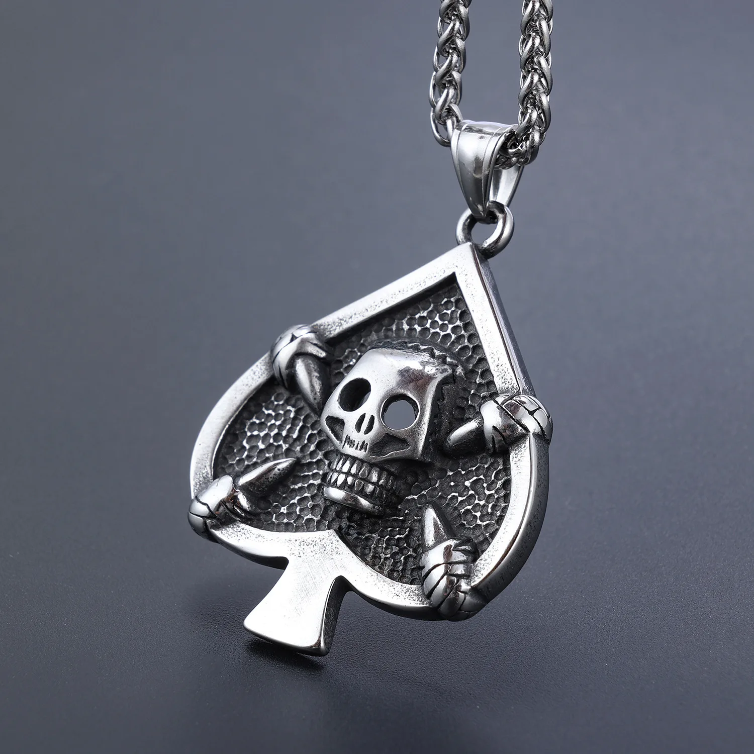 

Popular Stainless Steel Spade Skull Pendant For Men's Personality Biker Punk Style Series Stainless Steel Jewelry