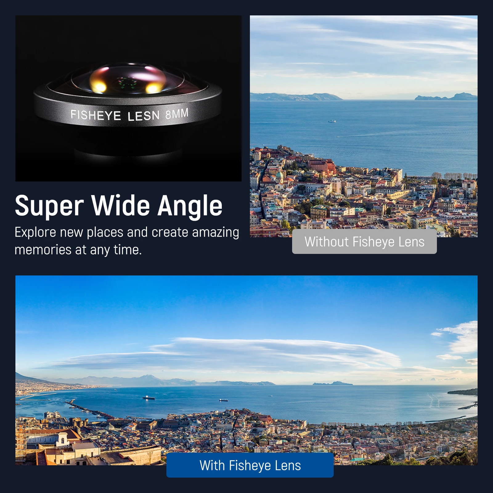 Lensa Ponsel NEEWER HD 8mm Fisheye untuk Pelat Belakang Ulir 17mm 220 °   Sudut Lebar Kompatibel dengan SmallRig untuk iPhone Samsung