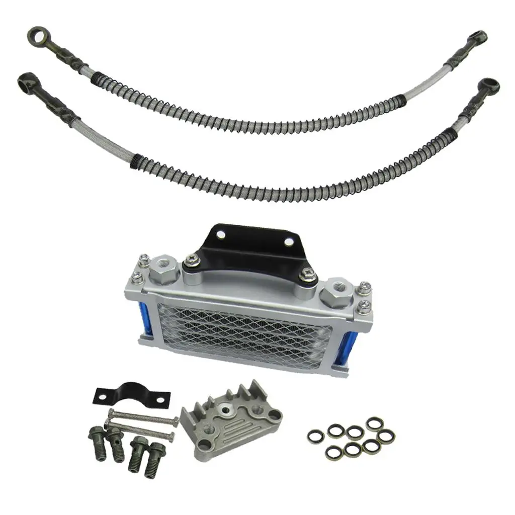 Sliver Engine Oil Cooler Kit Cooler Cooling Radiator for 125 140cc Motorcycle