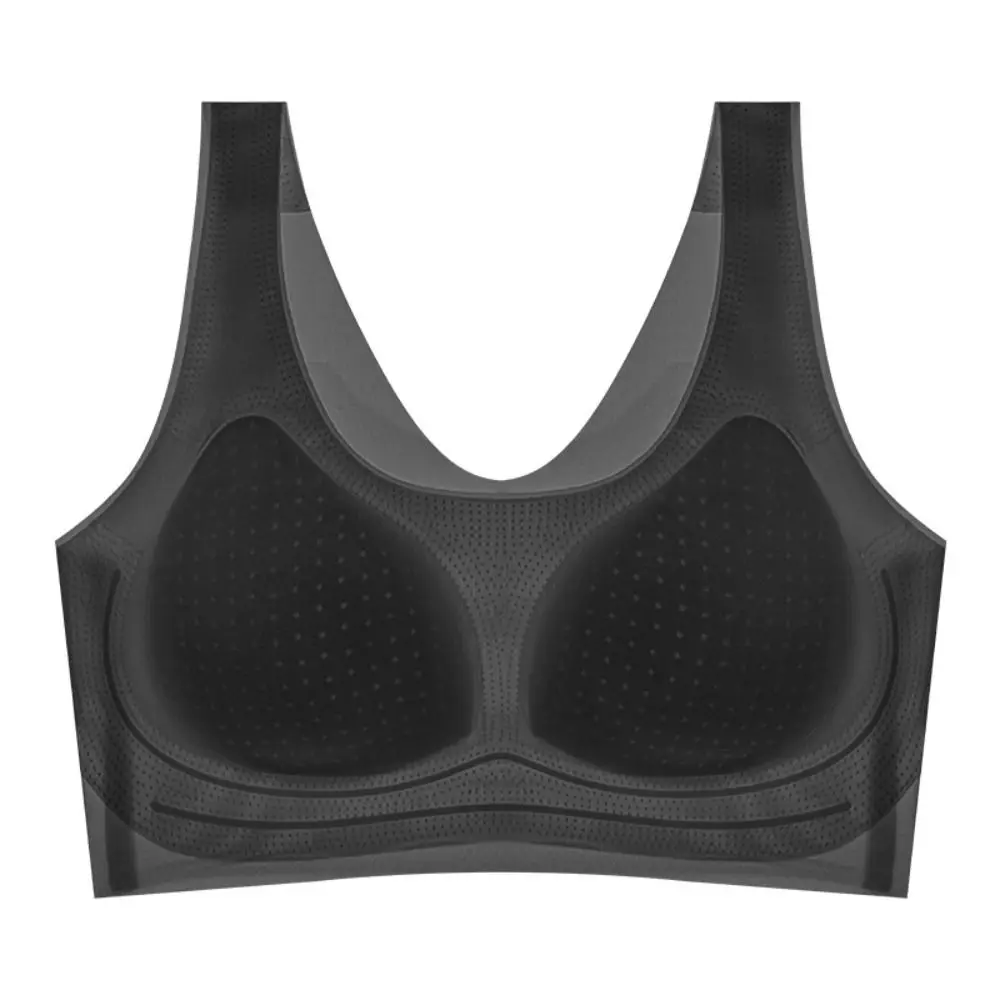 밀착형 무선 딥 V 브라 충격 방지 Traceless 얇은 얼음 실크 브래지어 모아진 가슴 처짐 방지 푸시 업 속옷