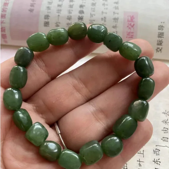 

Браслет из натурального зеленого нефрита, браслеты из нефрита для мужчин и женщин, ювелирные изделия, натуральный китайский нефрит Hetian, браслеты из настоящего необработанного камня