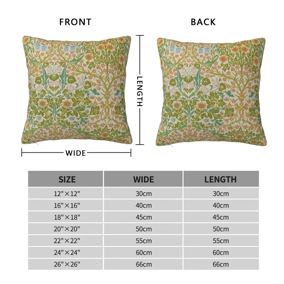 William Morris Blackthorn Square Pillowcase Polyester Linen Velvet Creative Zip Decorative Throw Pillow Case Home Cushion Cover