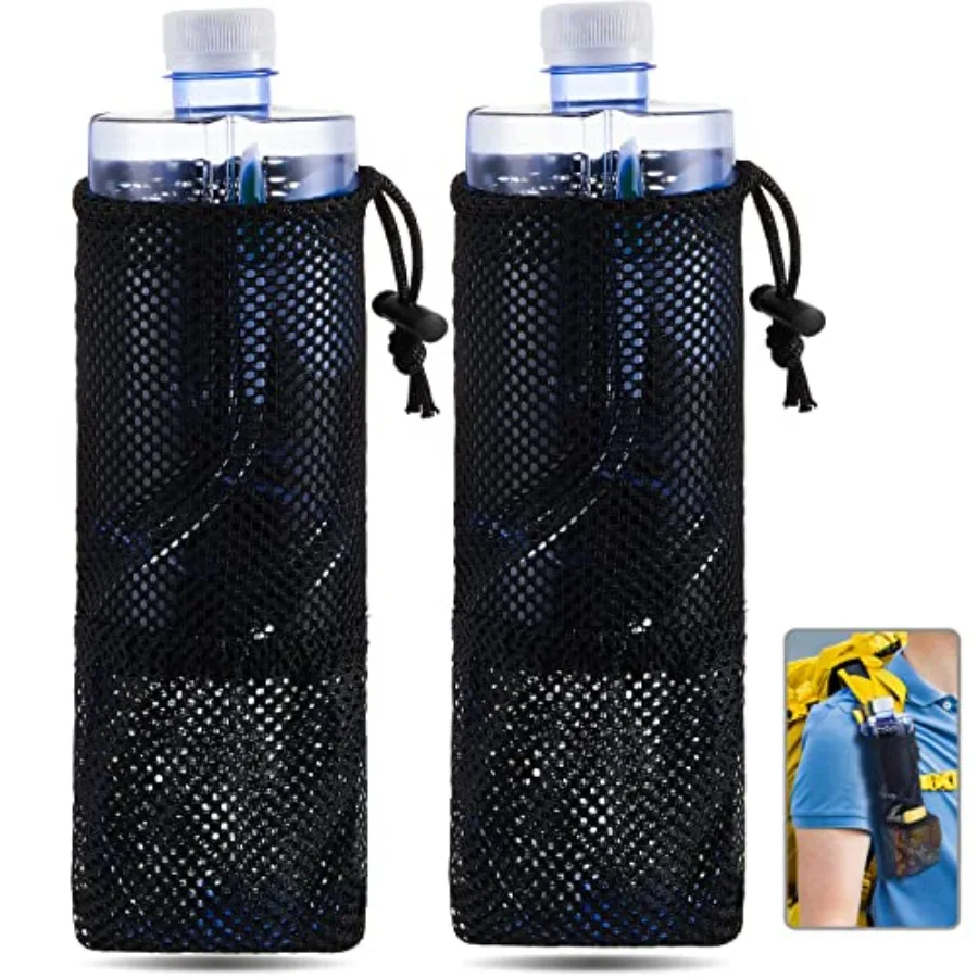 

2 Pcs Water Bottle Holder for Backpack Foldable Mesh Water and Sck Holder Adjustable Pouch Tactical Attachments Bottle Carrier