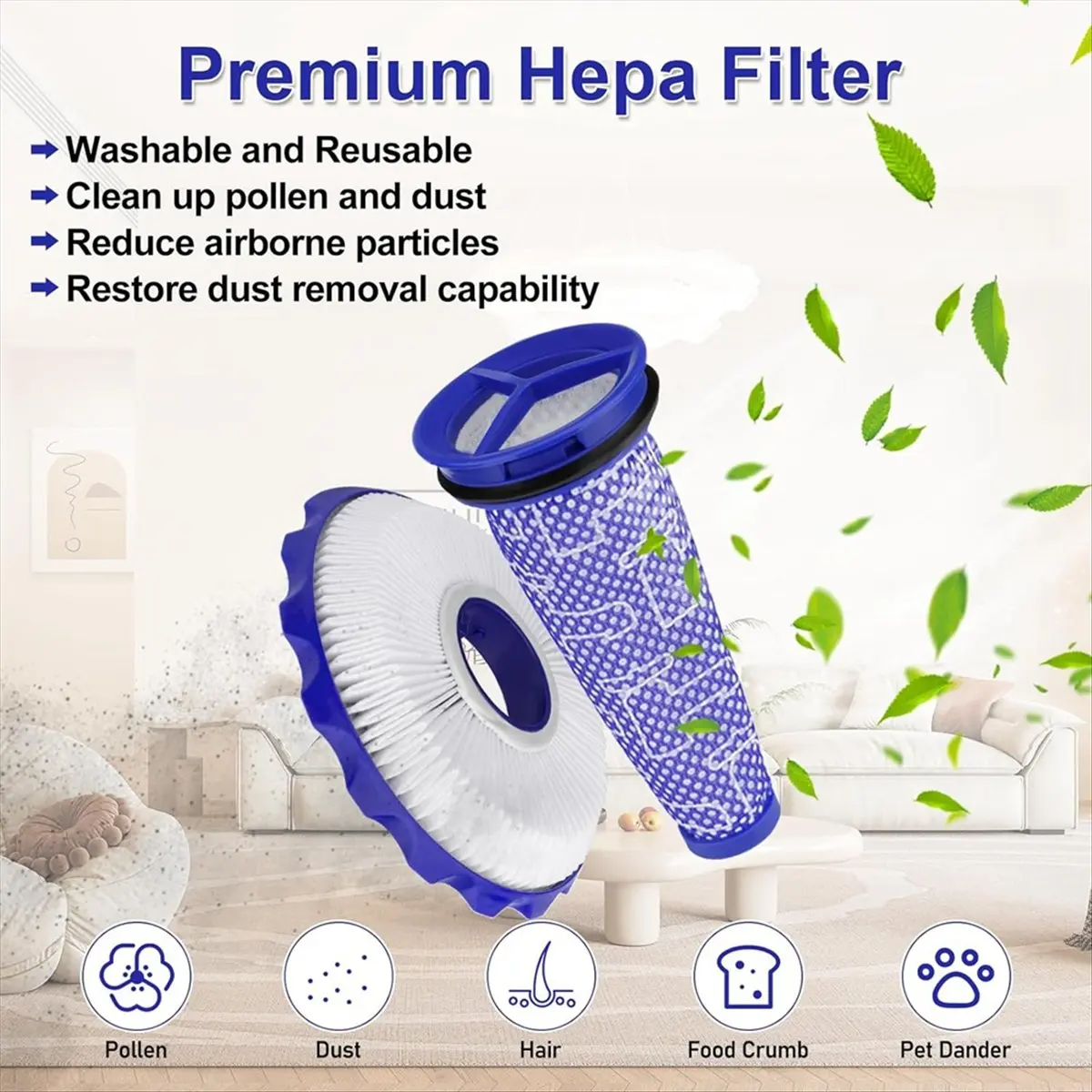 ABKB DC50 Roller Brush and Filter Replacement for DC50 Animal Multi Floor Complete Vacuum Washable Filters Brush Set