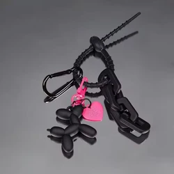 Y2k Cute Punk Cartoon Black Balloon Dog Keychains for Girls Sweet Ins Style Couple Car Key Chains Jewelry Gift Decoration new