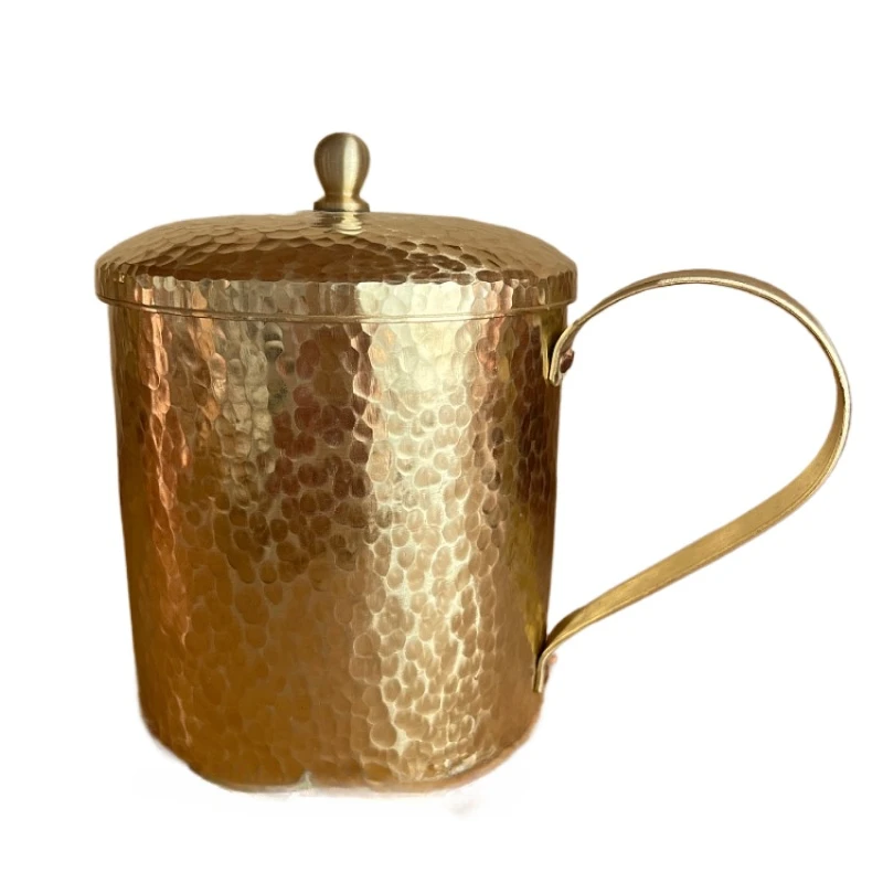 Thickened Pure Metal Tumbler Purple Copper Tea Cup Hammered Brass Mug Cuprum Tableware Durable Quality for Home And Kitchen