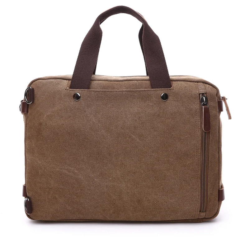 Vintage MultiFunction Men\'s Briefcases Casual Canvas Backpack Large Capacity Male Shoulder Messenger Bag Travel Handbag