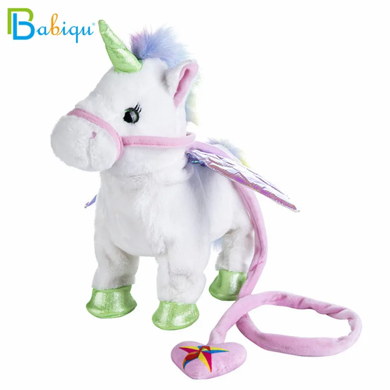 Babiqu juguete de peluche de unicornio eléctrico para caminar, Animal de peluche, música electrónica, regalo de Navidad para niños, 35cm, 1 unidad