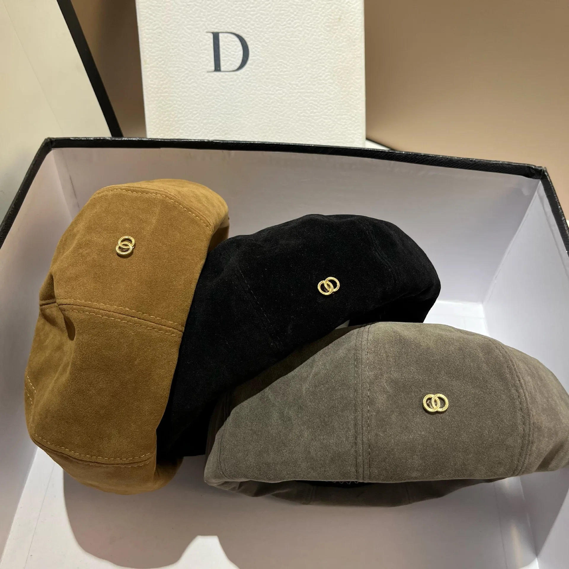 여성용 스웨이드 베레모, 2025 가을 겨울 밀리터리 & 베이커보이 캡, 빈티지 슬라우치 피크드 캡