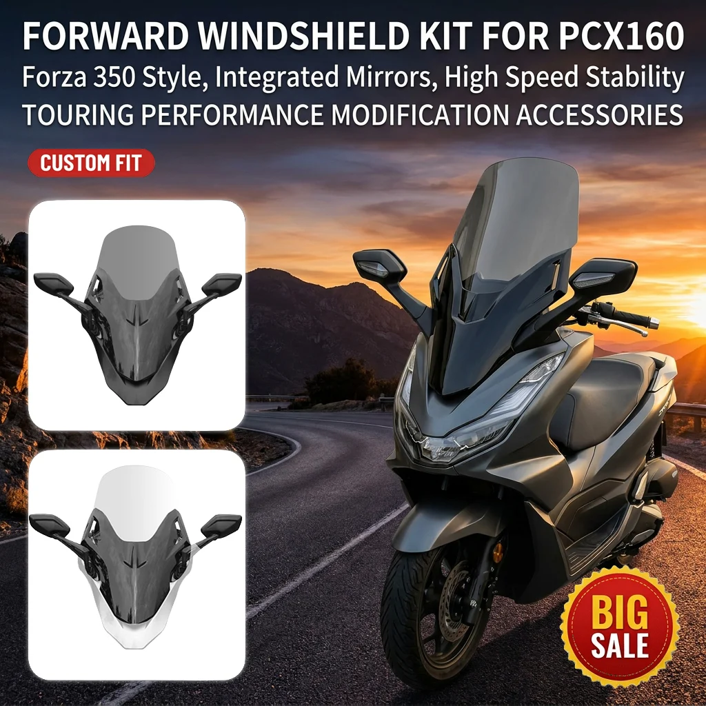 

Forward Windshield Kit FOR PCX160 PCX 160 2021-2024 Integrated Front Mirrors Forza 350 Style Modification Performance Accessorie