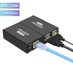 120M USB2.0 Extender Over Ethernet RJ45 Cat6 Cable UTP Extension 4 Ports USB 2.0 Hub Splitter for Keyboard Mouse Printer U Disc