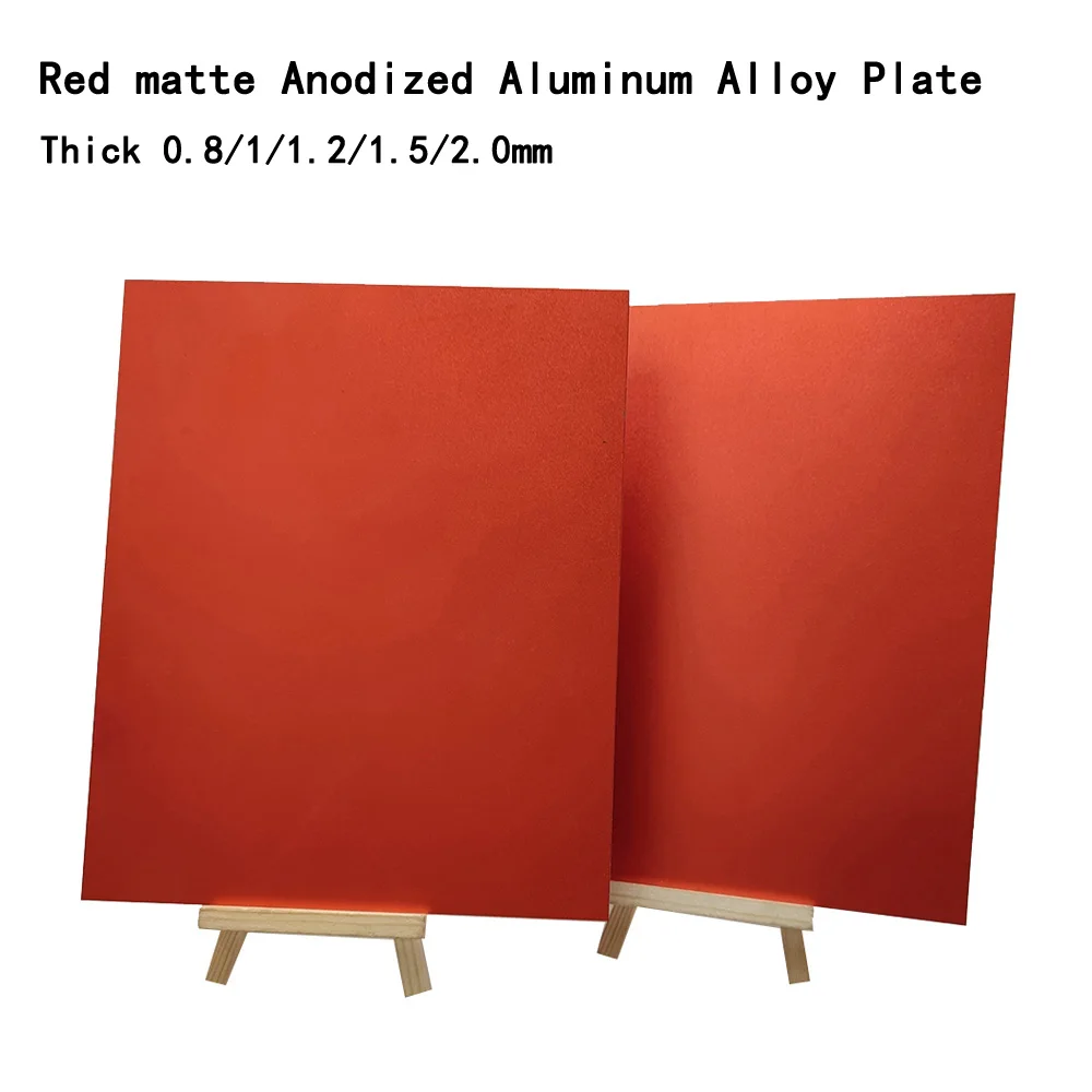 Thick 0.8/1/1.2/1.5/2.0mm Red Matte Anodized Aluminum Alloy Plate 5052 Aluminum Flat Sheet 100x100/200x200/200x300/300x300mm