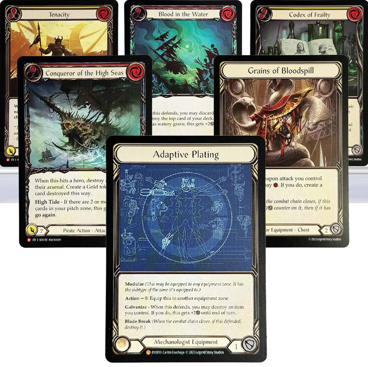 

FAB Proxy Normal Regular TCG Game Cards Adaptive Plating Codex of Frailty Conqueror of the High Seas Grains of Bloodspill cards