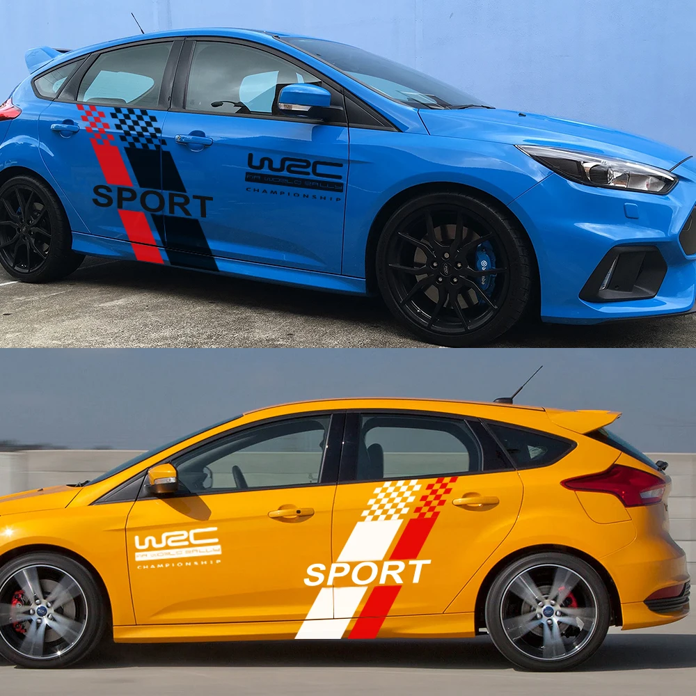 

Car Both Side Body Sticker Stylish Auto Racing Sports Styling Vinyl Film Decal For Ford Focus 2 3 MK2 MK3 Car Tuning Accessories