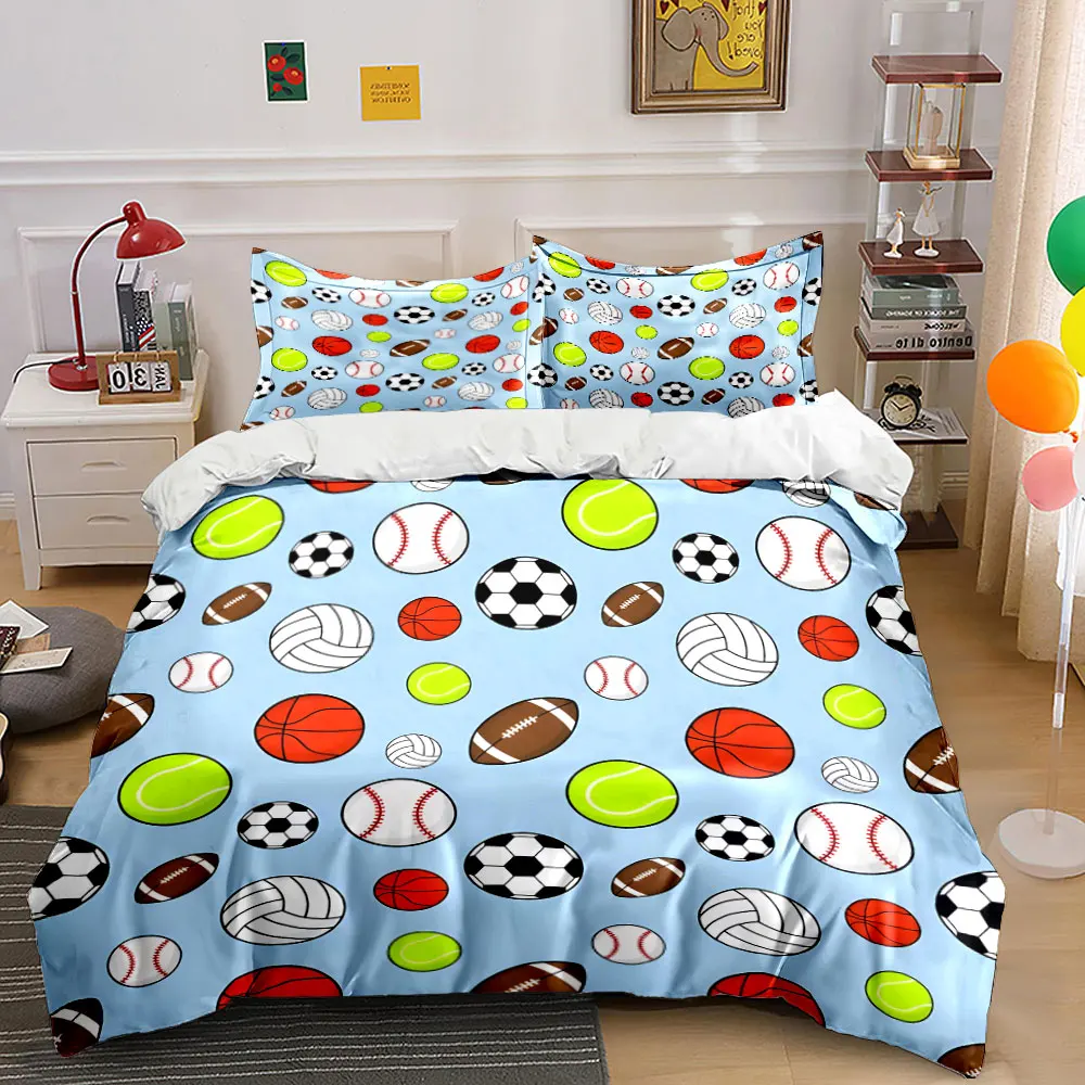 Sports Ball Pattern Set Multiple sizes kid's and adults' bedroom Exquisite 3PC bedding set, gift