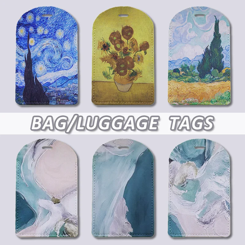 

PU Leather Travel Luggage Tags with Privacy Cover for Suitcase Handbags Backpacks Men Women Unique Personalized Baggage Tags