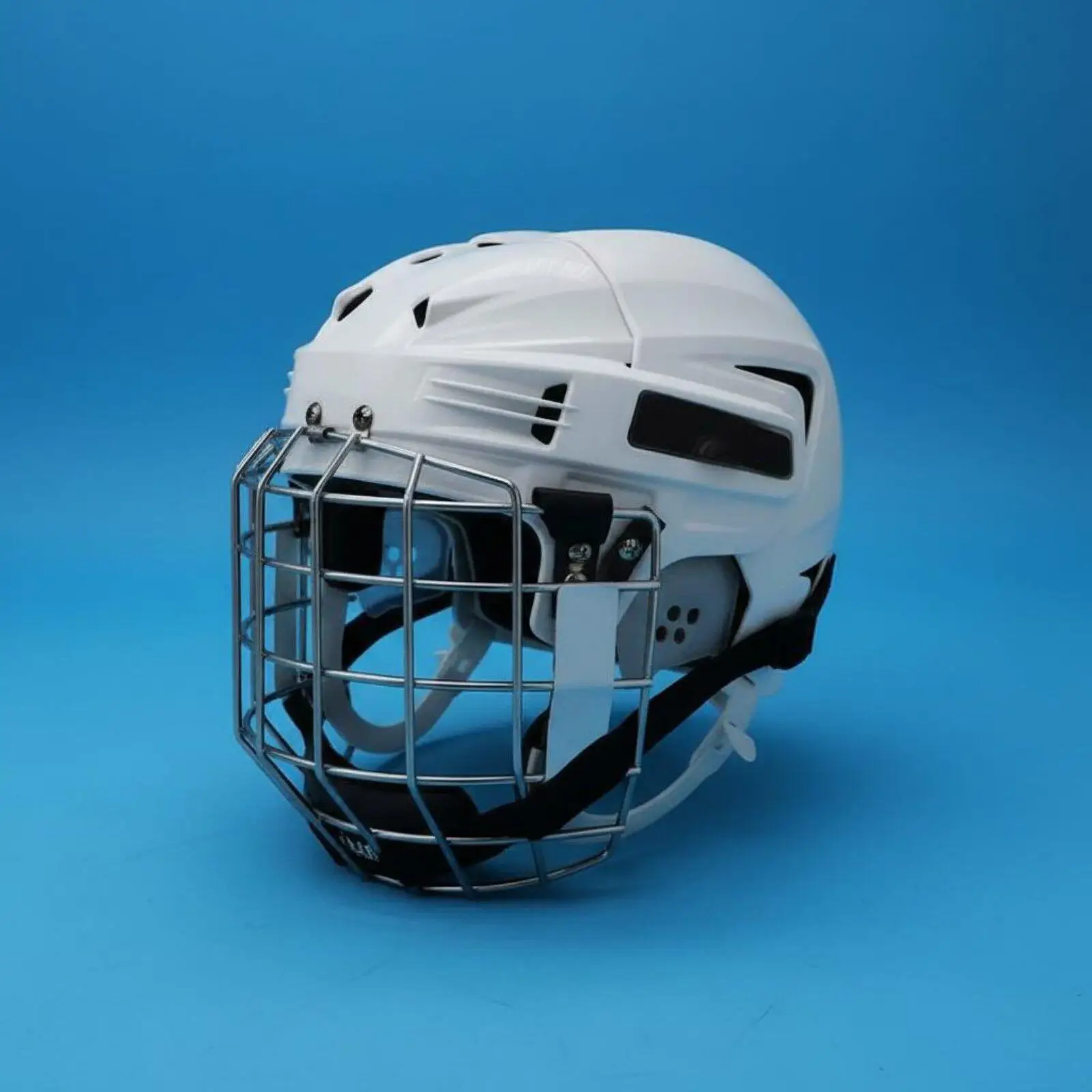 Kids Adult Hockey Headgear Full Face Cage Helmet Impact Resistant EVA Lining Steel Wire Mask Adjustable Chin Strap Ice Rink Safe