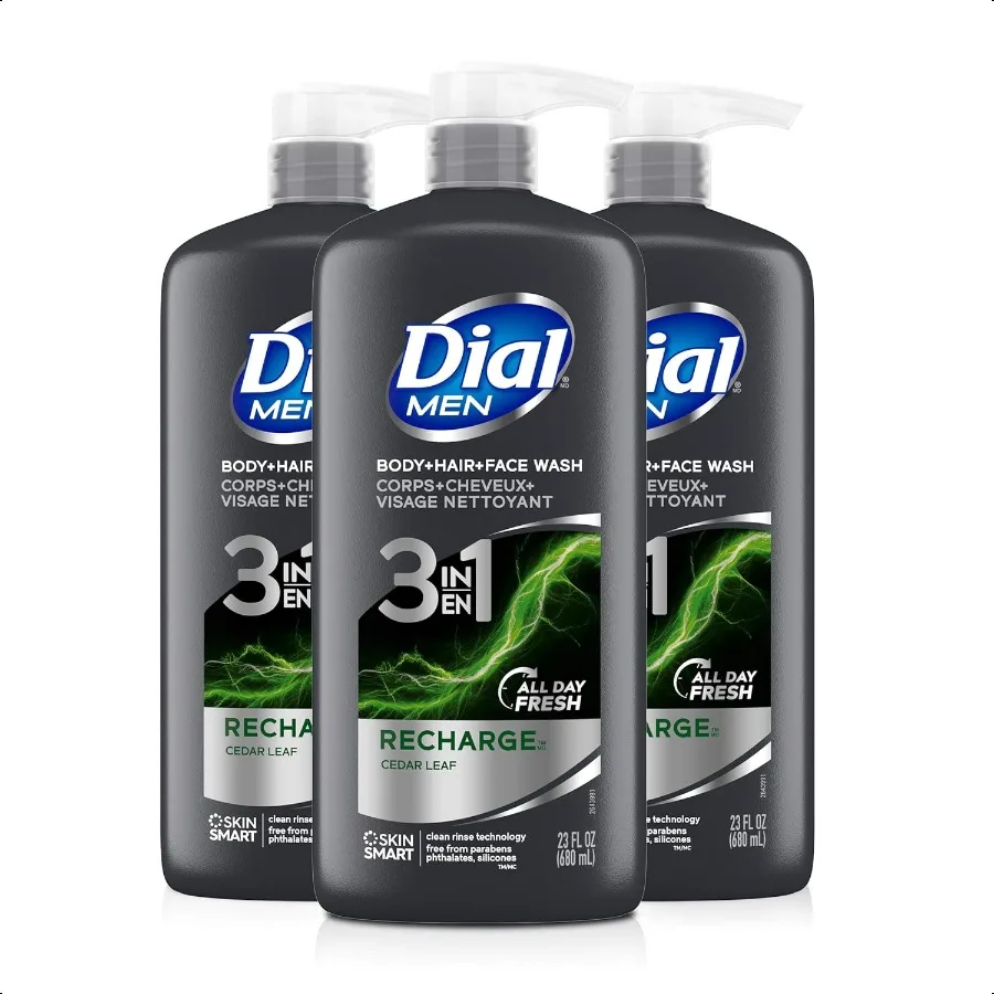

Dial Men 3in1 Body Hair and Face Wash Recharge 69 fl oz 323 fl oz Bottles