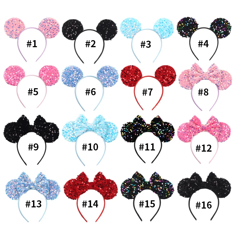 Disney Mickey Mouse Ears Headbands For Girls Women Glitter Sequins 5\