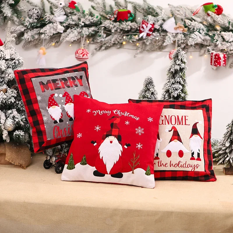 Christmas Pillow Covers Linen Print Pillow Case Decorative Santa Claus Printing Festive Home Decor Decorative Pillows for Sofa