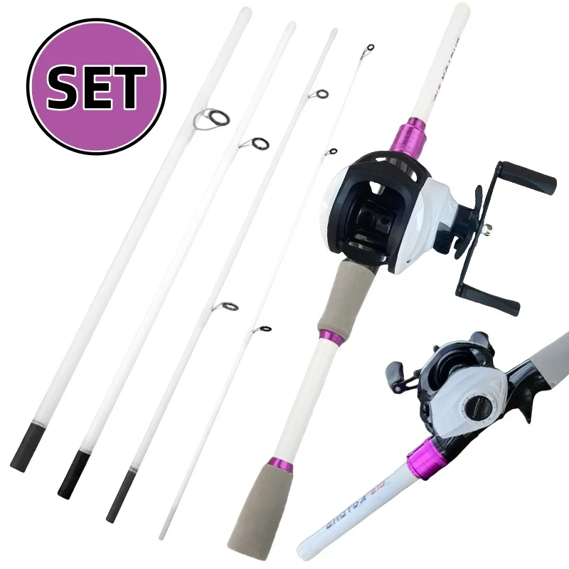 1,8/2,1 m Teleskop-Angelrute mit mehreren Abschnitten und leichtem Design, Baitcasting-Rolle, 18+1BB, tragbare Reise-Angel-Kombination