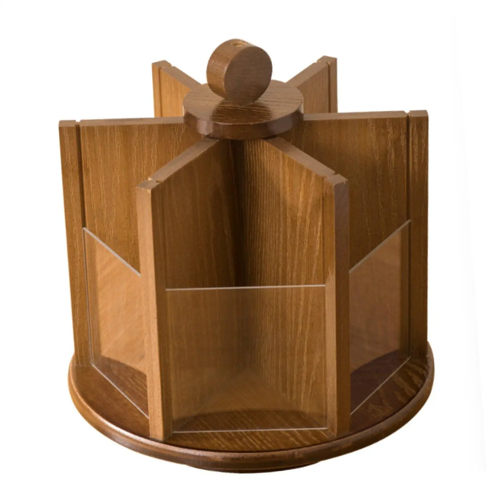 Rotating Wooden Makeup Organizer Large Capacity 360 Degree Cosmetic Storage