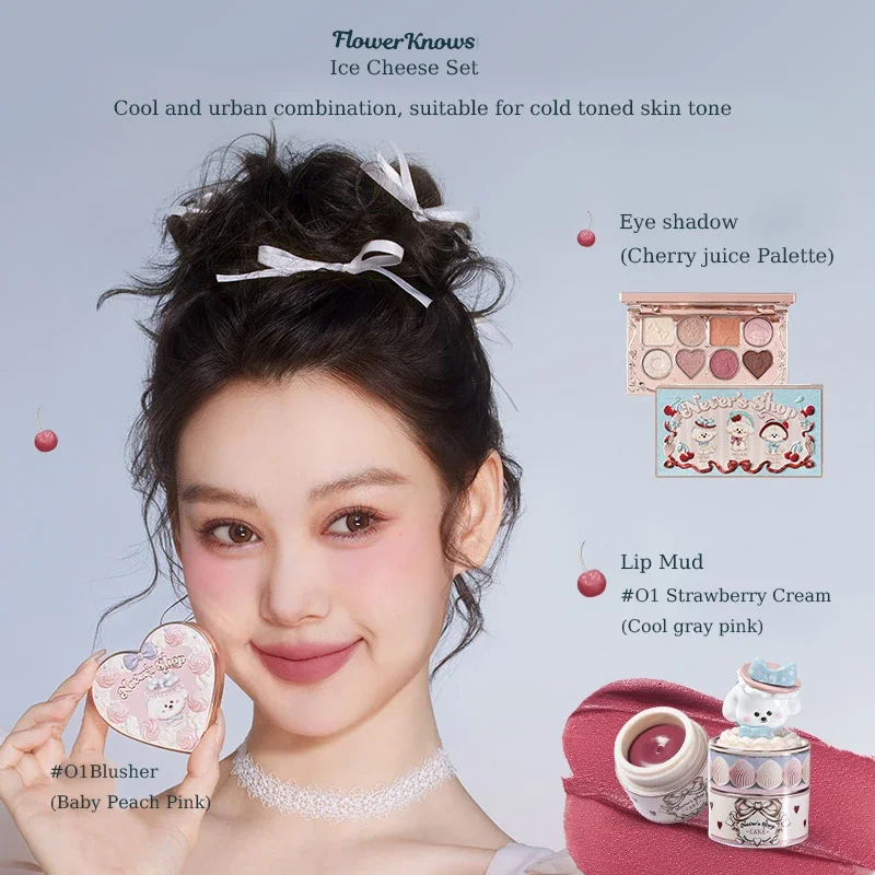 Flower Knows Never's Shop Collection-Kit de maquillaje profesional, conjunto completo de cosméticos, colorete de barro para labios, sombra de ojos