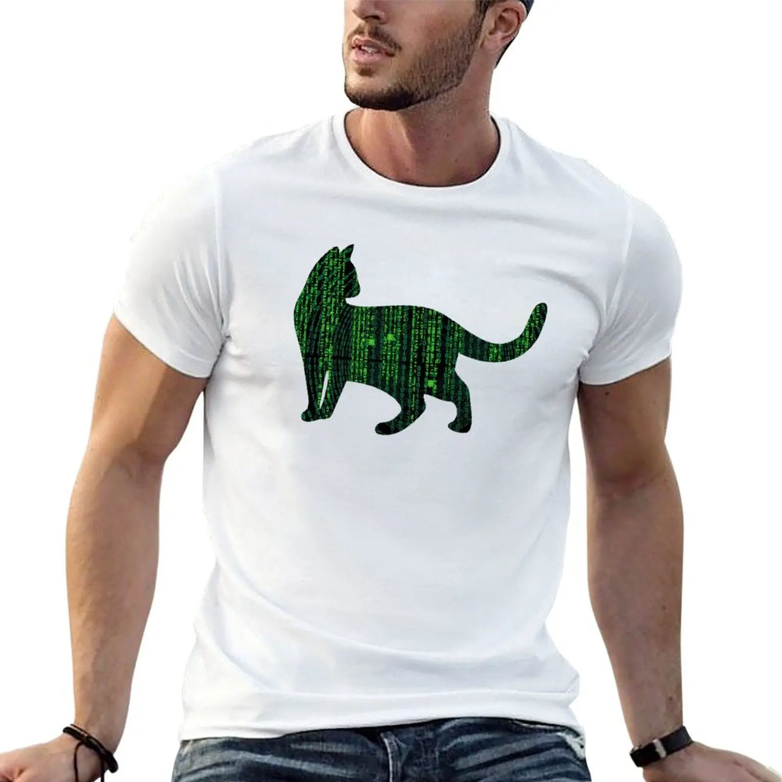 

Matrix Cat T-Shirt cotton tshirt 100% man t shirt luxury t shirts for man pack white T-shirt
