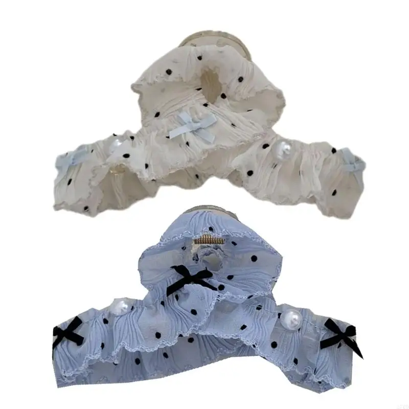 270D Elegant French Triangular Hair Clip With Dot Lace Design For Volumizing Hairstyles And Secure Grip for Women Girls