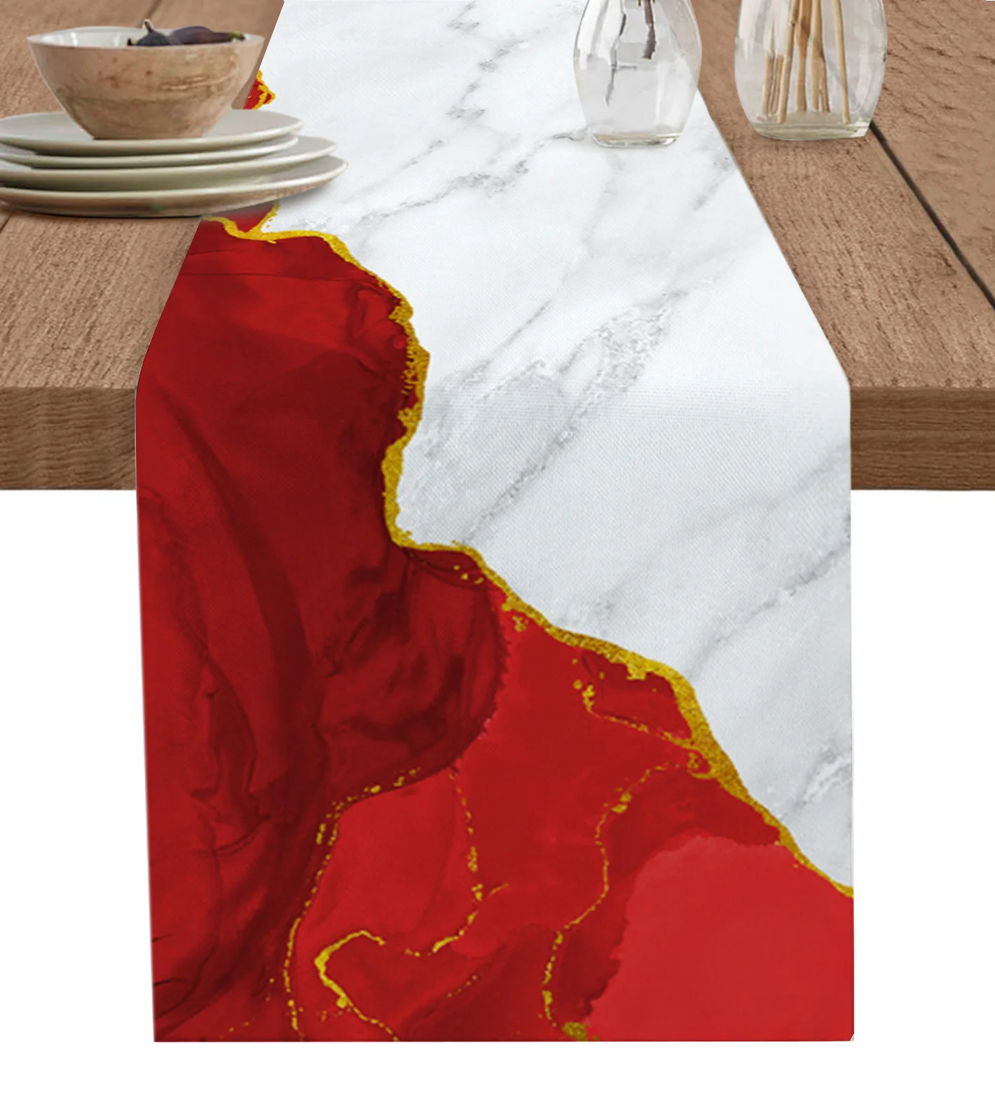 

White Marble Red Table Runner Decoration Home Decor Dinner Table Decoration Table Decor