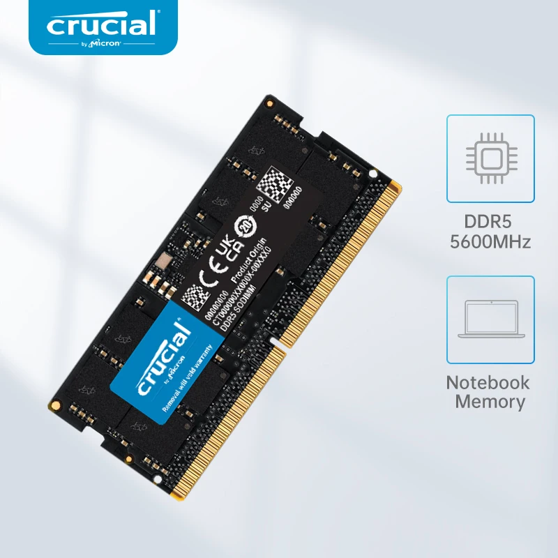 Crucial DDR5 RAM 16GB 32GB 48GB 5600MHz ノートパソコン用メモリ 262ピン SODIMM IntelおよびAMD対応