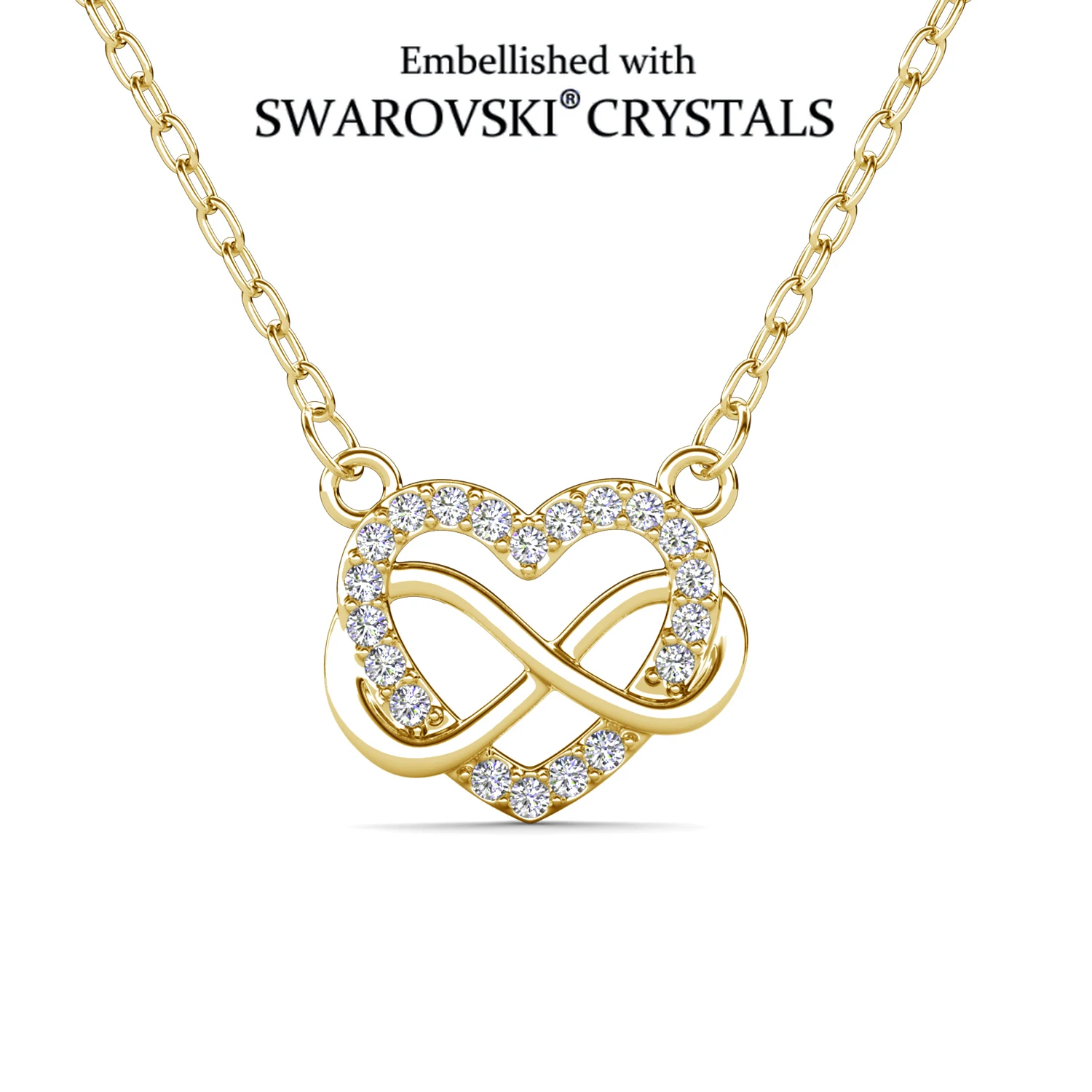 

Подвеска в форме бесконечного сердца, украшенная кристаллами Swarovski, из меди с покрытием из розового золота, женские украшения, подарок на свадьбу, выпускной, День святого Валентина