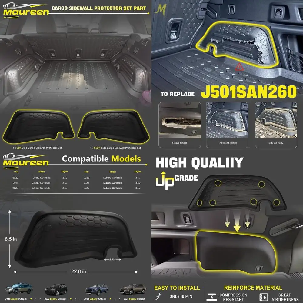 

Боковые защитные пленки для грузовых автомобилей (набор из 2 предметов) — точно подходят для моделей Subaru Outback 2020 2021 2022 2023 2024 2025 — сверхпрочная резиновая корзина