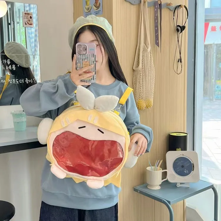 Love And Production Twin Mirror Sound Bell Women's Backpack Double Shoulder Bag Li Zeyan Pain Series Cartoon Style Backpack