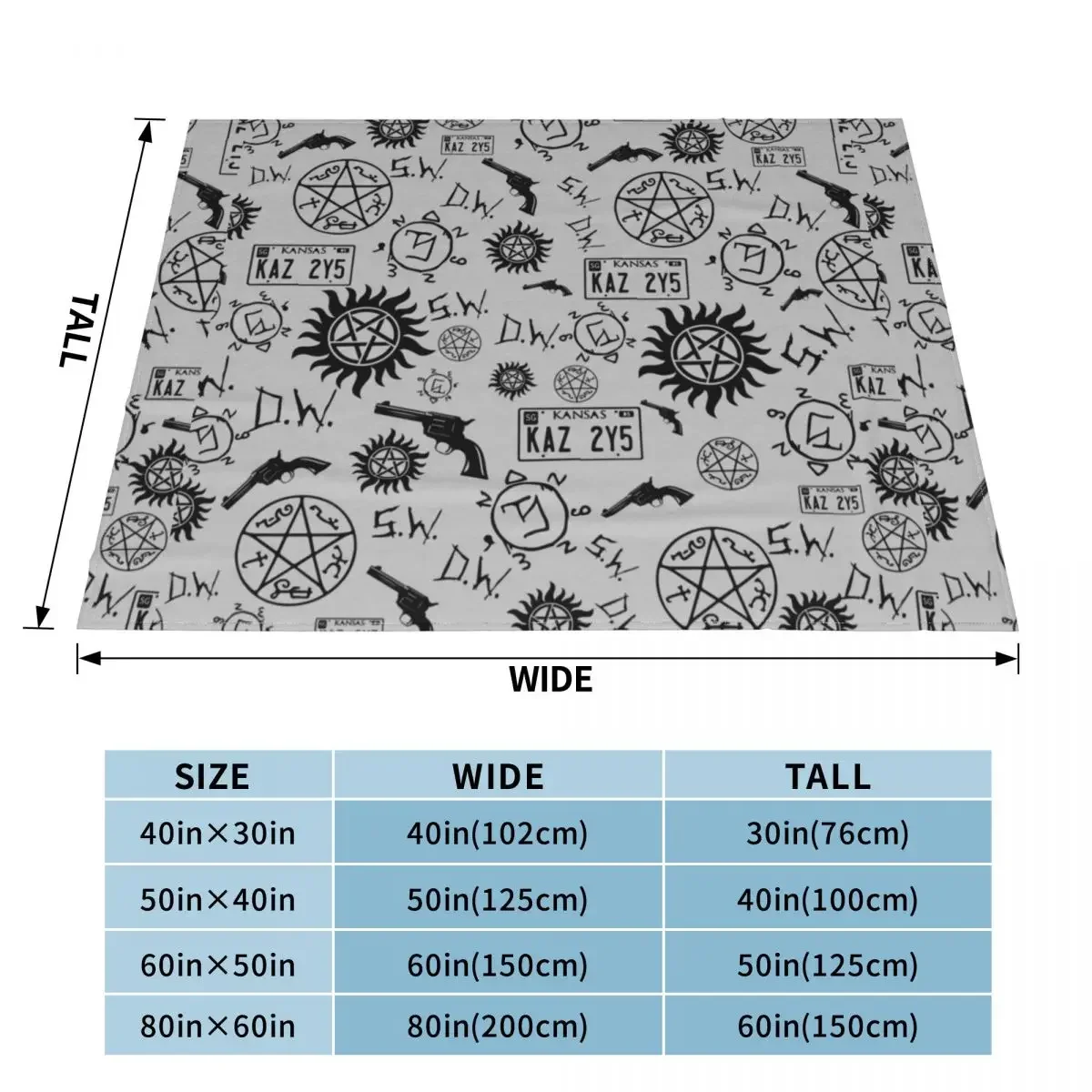 Supernatural Winchester Symbols Wool Blankets Fashion Throw Blankets for Sofa Bedding Lounge 125*100cm Rug Piece