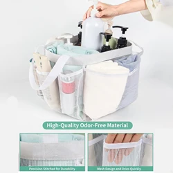 Portable Shower Caddy Basket Black/White Dorm Mesh Shower Bag Organizer 9-Pocket Quick Dry Hanging Toiletry Bag Bath Organizer