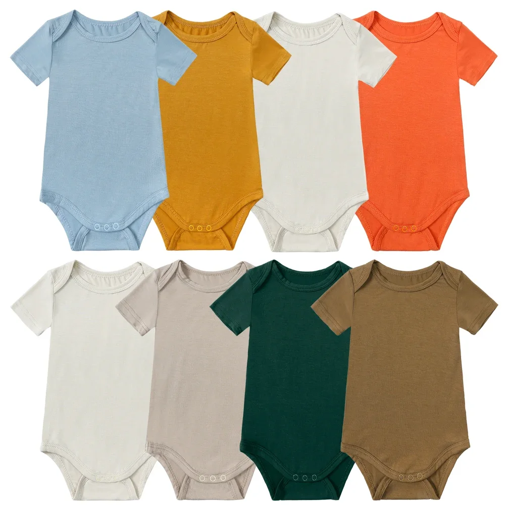 

2025 Newborn Baby Rompers Summer Bamboo Fiber Romper Baby Boys Girls Bodysuit Clothes Casual Jumpsuit Infant Clothing 0-24M