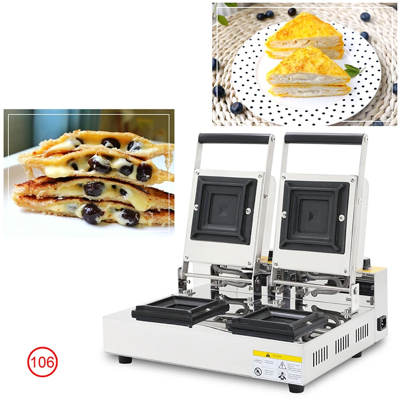 Double-Deck Square Sandwich Maker Commercial Insulated Equipment for Hamburgers, Ice Cream Sandwich and Donut Maker