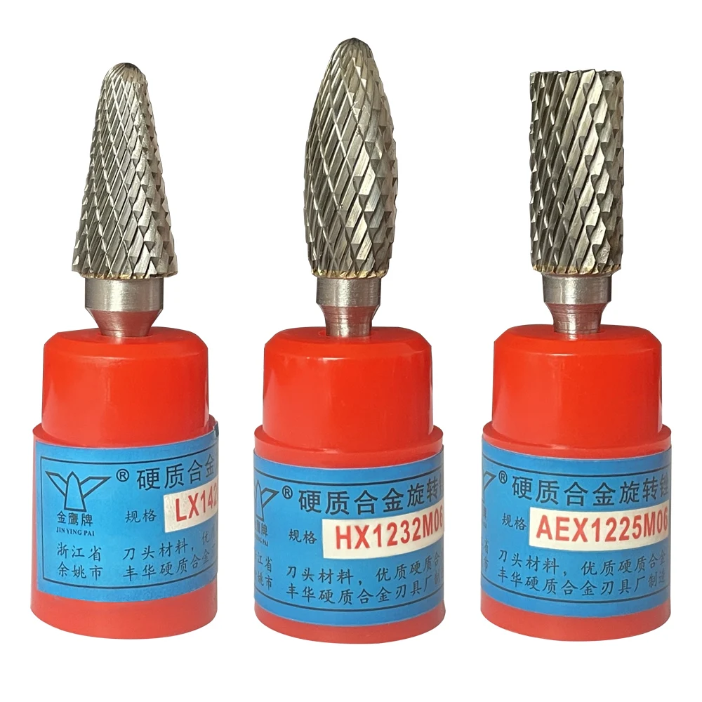 6mm Shank F/H/L Type Conical Carbide Rotary Rasp FX1225 LX0822 HX0820 Double Cut Grinding Head for Metal Carving