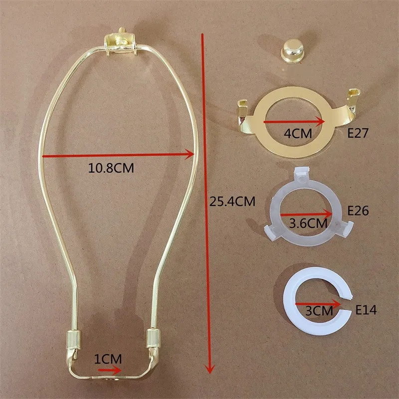 

10"&multiple Size Choise Lamp Shade Harp Holder DIY Lighting Accessories Horn Frame Bracket with Adapters for Table/Floor Light