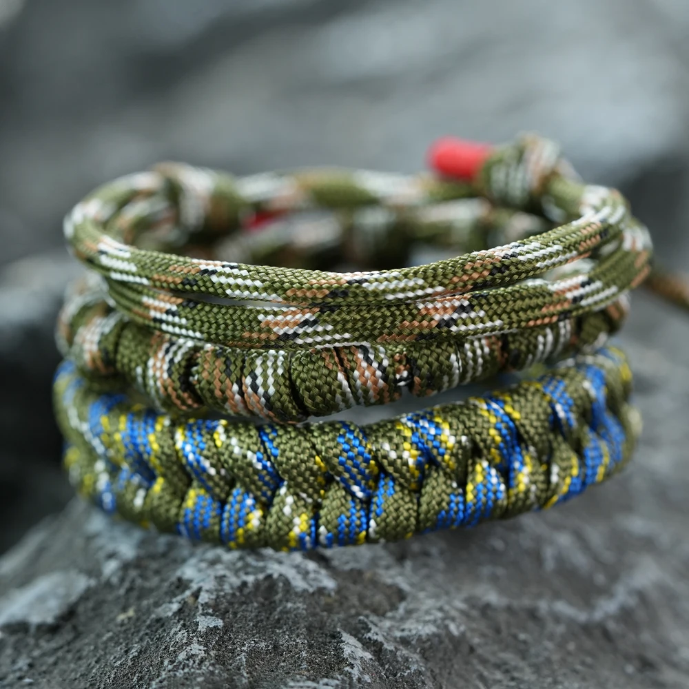 3Pcs/set Handmade Men Black Orange Camouflage Paracord Bracelets Braided Parachute Outdoor Survival Rope Bracelet Jewelry
